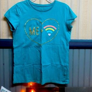 Blue shirt with heart print